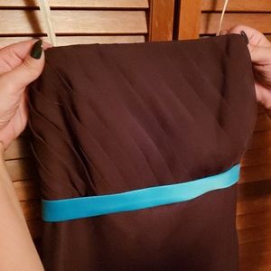 Chocolate and aqua strapless dress